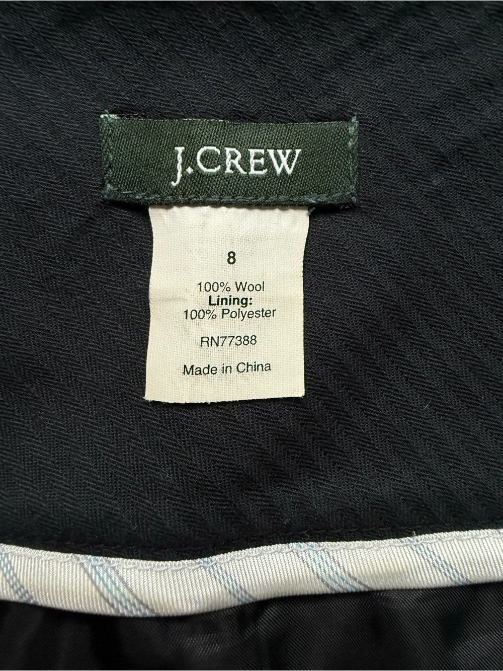 J Crew Black Wool Skirt Size 8